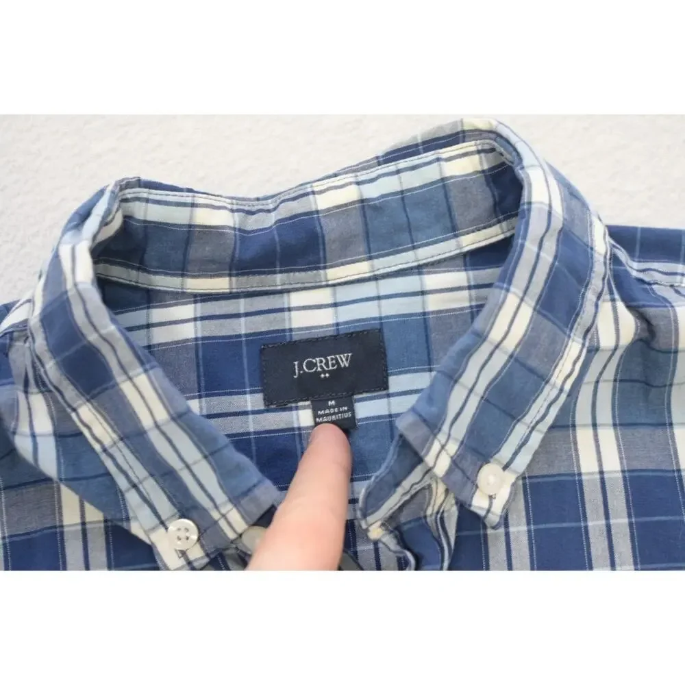 J Crew Classic Fit Dress Shirt Plaid Front Pocket Long‎ Sleeve Mens Sz Medium